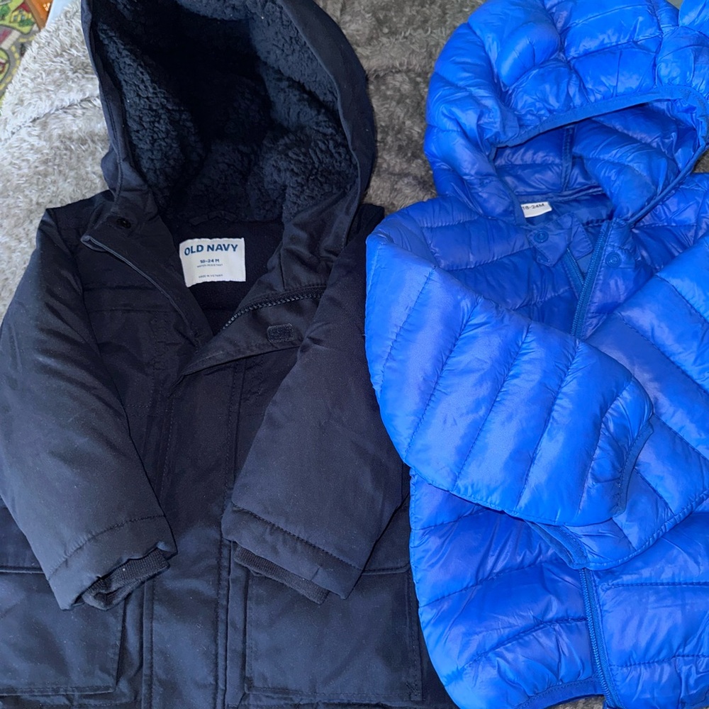 Old Navy Hooded navy blue Jacket and Royal blue puffer